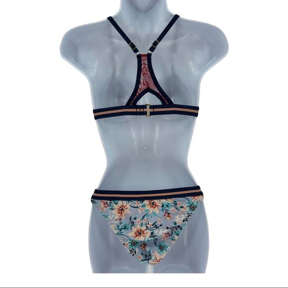 Xhilaration Women's Floral Lace Two Piece Bikini Swimsuit Size Small S - Picture 2 of 9